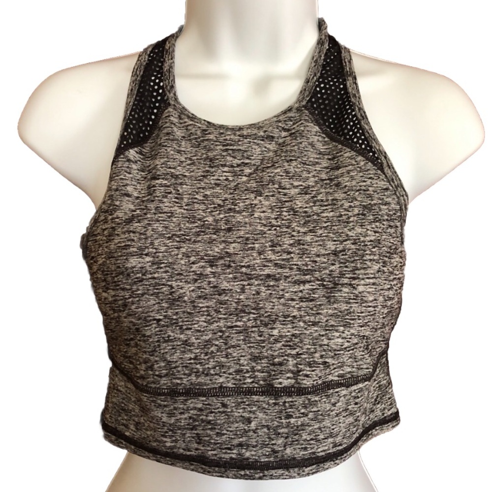 Express EXP Core Gray Space Dye High Neck Mesh Racerback Sports Bra size S